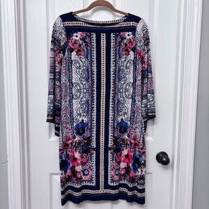 Navy Floral Boho Shift Dress | Beige by eci 8